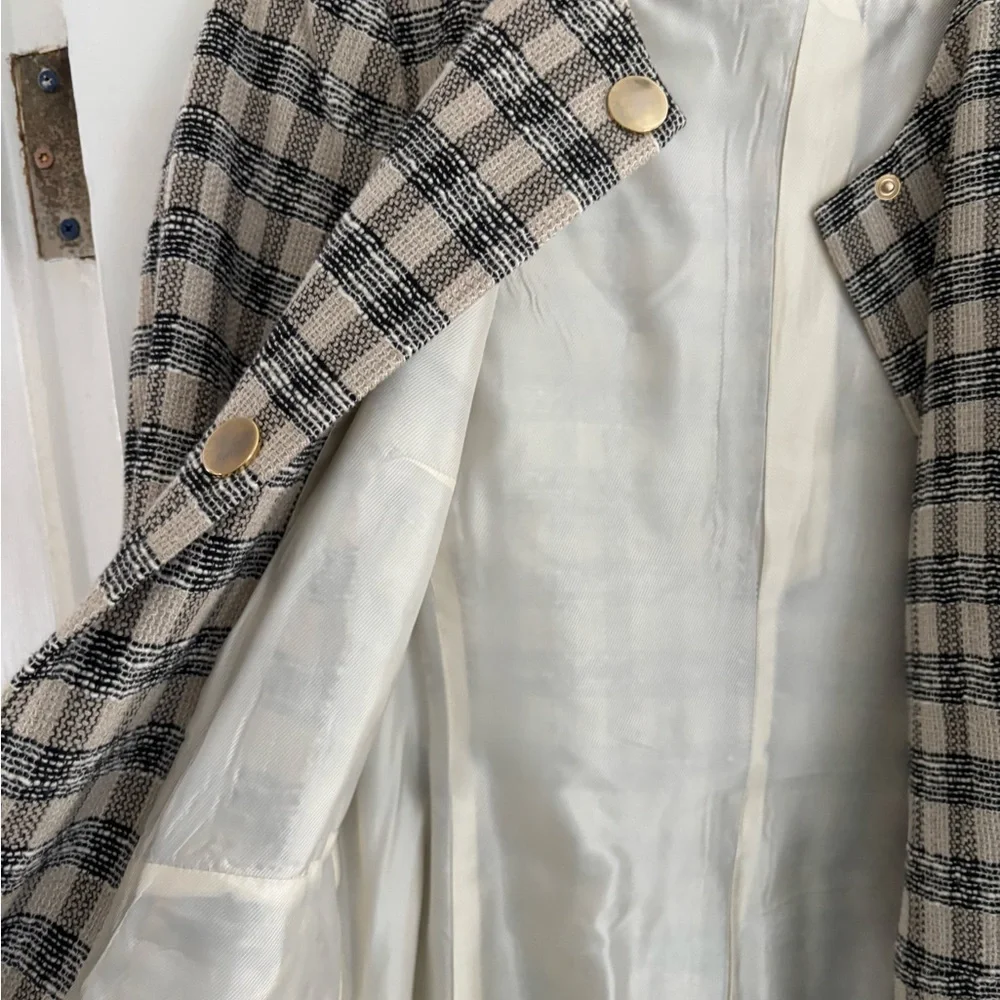 Zara Checkered Black and Cream Jacket/ Blazer - Picture 5 of 6